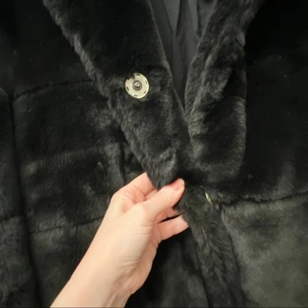MARC JACOBS NEW Black Mink Fur Full Length Plush Coat! M/L RARE!! LUXE FAUX FUR - Picture 3 of 8